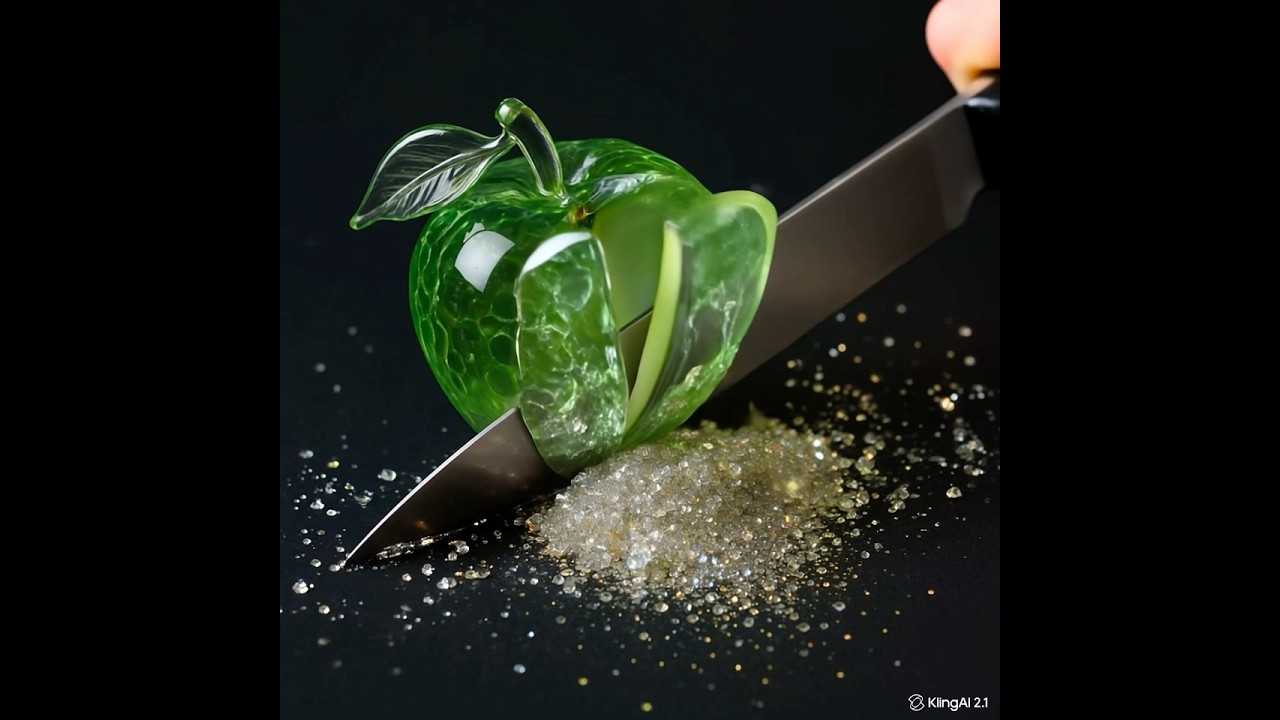 Glass cutting fruits with glitter inside 🤩 