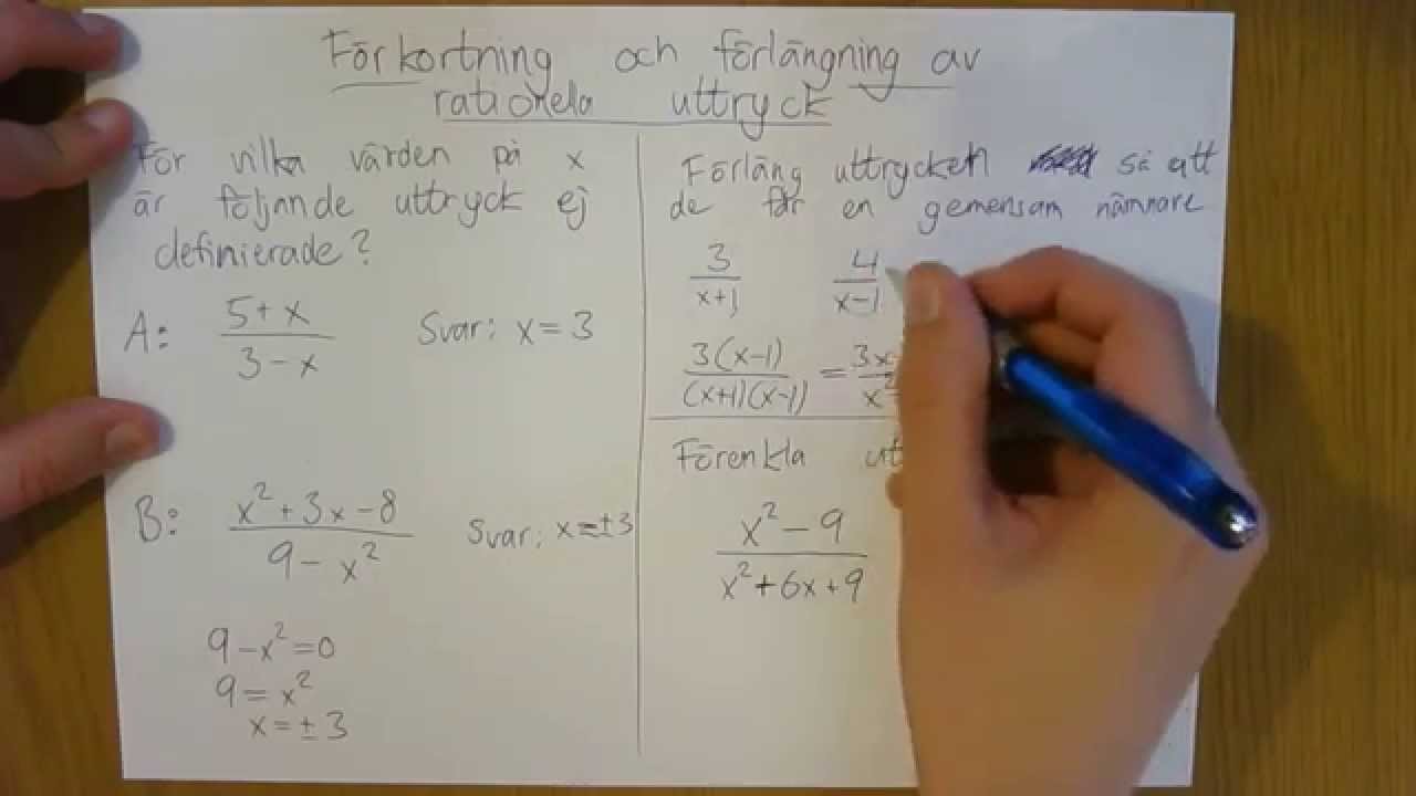Förkortning och förlängning av rationella uttryck