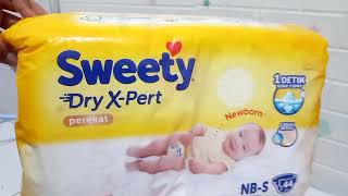 Unboxing Popok Bayi Sweety Dry X-Pert Perekat NB-S 44 PCS Voucher Shopee diskon 30rb