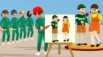 Scary Teacher 3D vs Squid Game 2: Rood licht Groen licht - Teken Thanos Squid Game