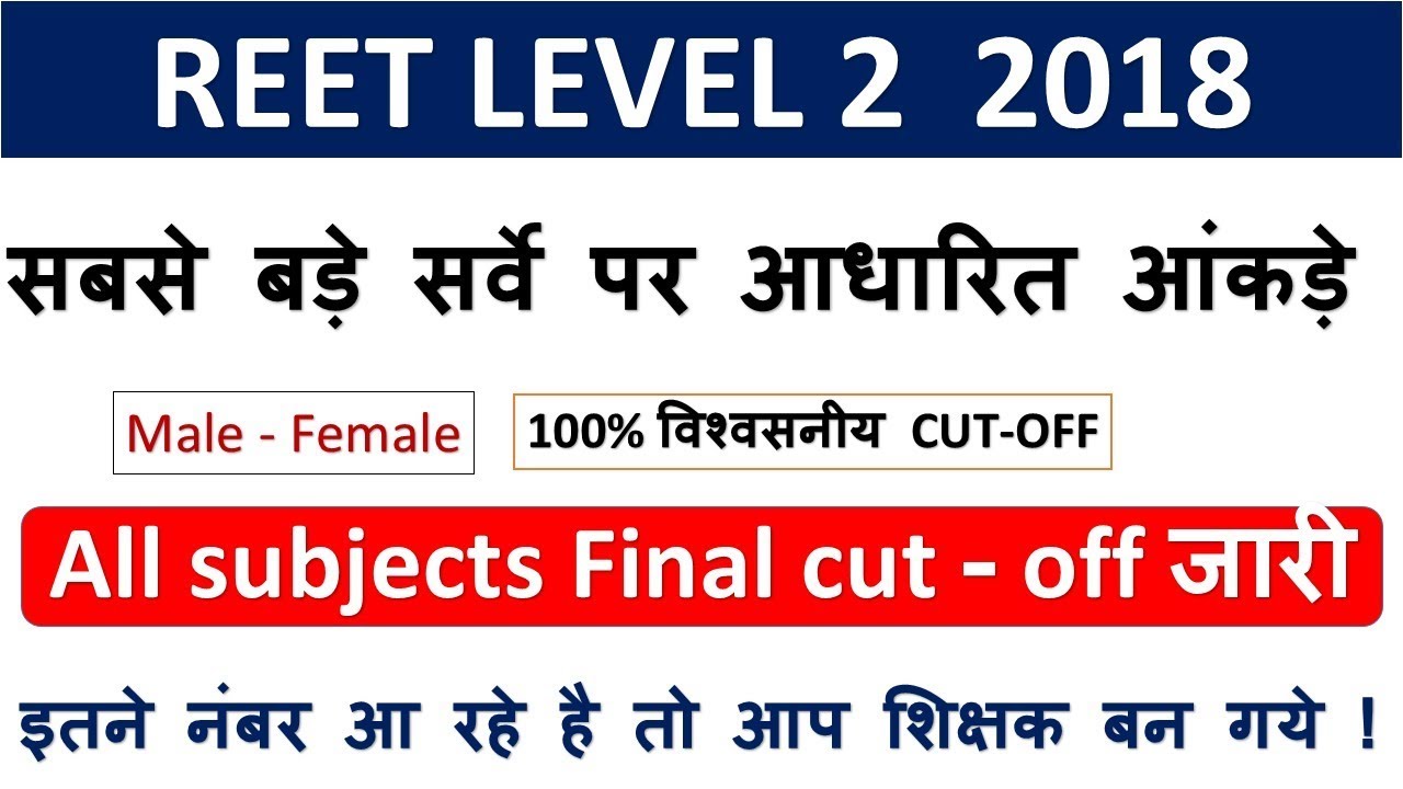 Reet level 2 cut off 2018 / reet level 2 expected cut off 2018 / reet level 2 result