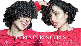 HOW TO: updated* short curly hair routine for volumous hair + no frizz using diffuser ♡ 3B/3C