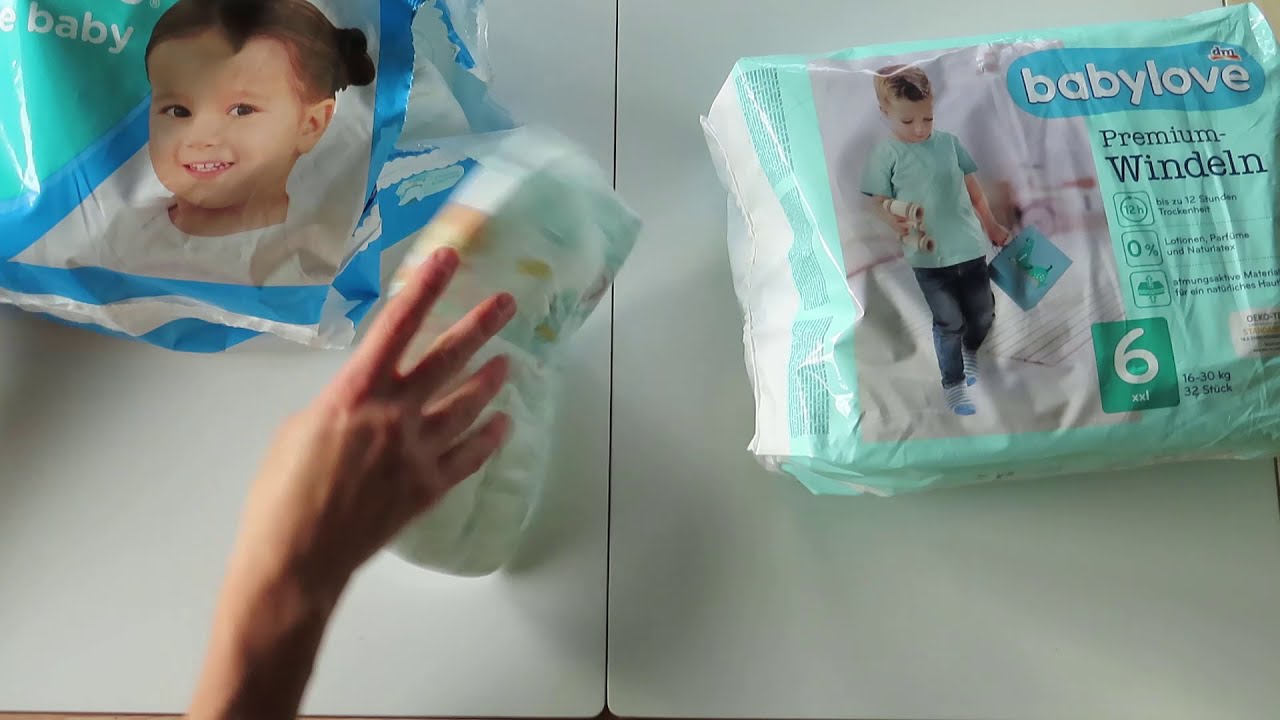 Tijdens ~ leerling Cater Diaper Test - PAMPERS vs. BABYLOVE (dm-drogerie markt) - YouTube