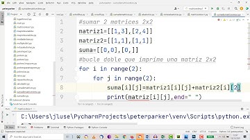 Programación Python Suma de matrices 2x2 TIC ESO Bachillerato IES Monterroso