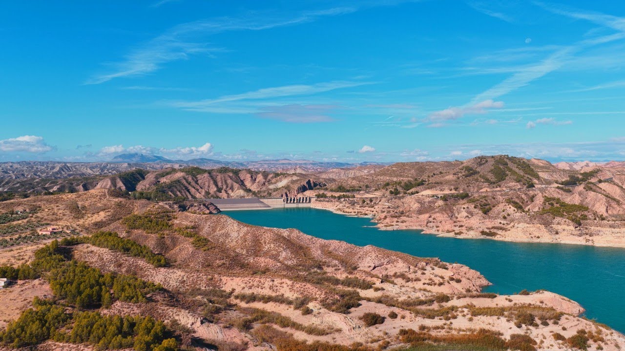Embalse de Negratin Spain from above 4K
