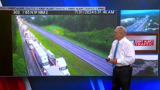 All lanes blocked on I-85 north in Oconee County