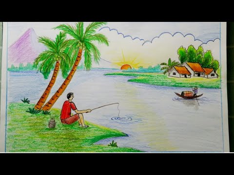 Video Vẽ tranh phong cảnh quê hương đơn giản | simple... - youtube