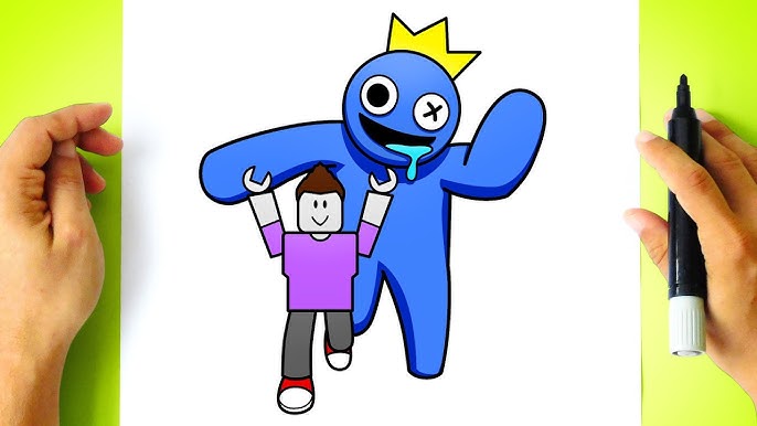 HOW TO DRAW BLUE from ROBLOX RAINBOW FRIENDS  como dibujar a azul de  roblox rainbow friends 