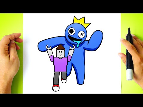 Como DESENHAR o BLUE do RAINBOW FRIENDS (ROBLOX), Cómo DIBUJAR a BLUE  ROBLOX