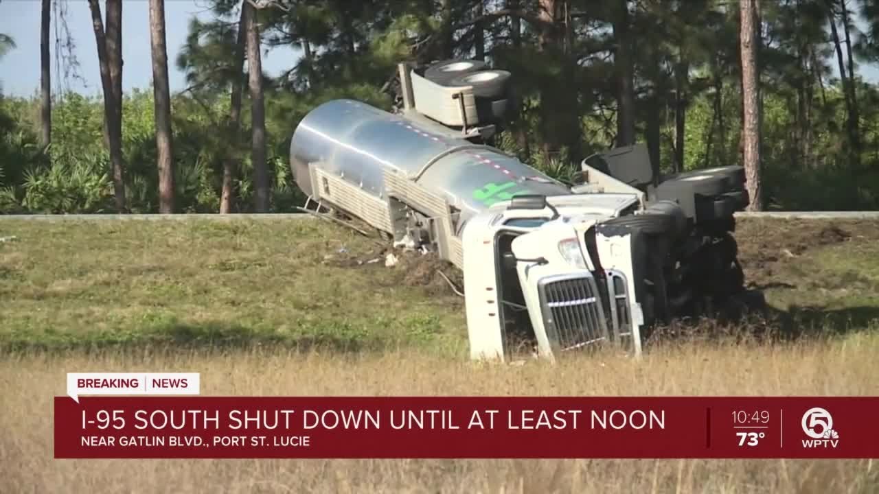 2 semis crash on I-95 southbound in Port St. Lucie - YouTube