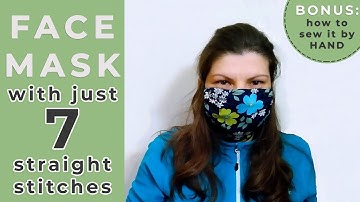 Fast & Easy REUSABLE Face Mask //JUST 7 Stitches / NO Elastic Needed / Sew by HAND or Sewing Machine