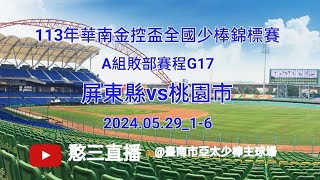 2024.05.29_16【113年華南金控盃全國少棒錦標賽】 A組敗部賽程G17~屏東縣代表隊vs桃園市代表隊《委託直播No.06受桃園市代表隊球員家長委託直播在臺南市亞太少棒主球場》