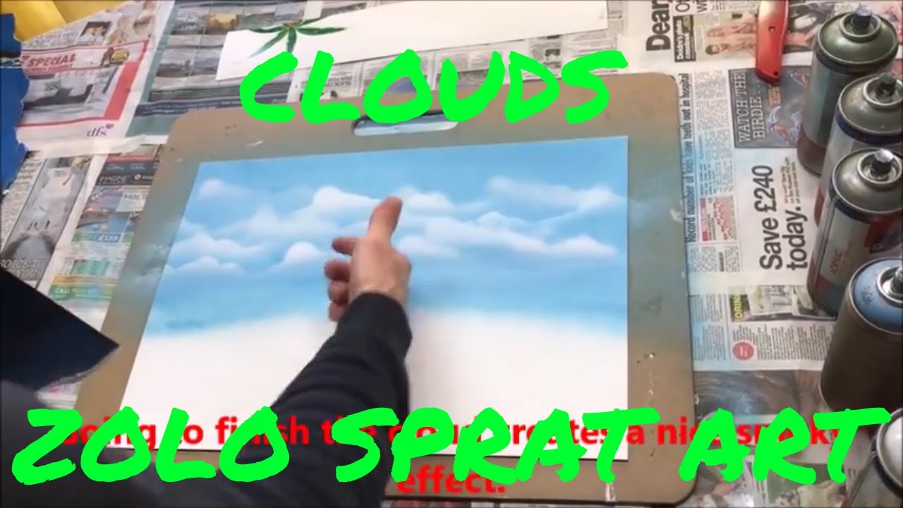 Spray paint art tutorial beginners ITA/SUB ENG: Nuvole, clouds + funny ...