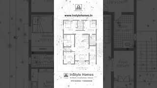 32x42 house plan / east facing building plan / instyle homes / three bedroom house design / vastu
