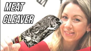 Handmade Meat Cleaver Knife - Fibre Laser Engraving - Engraved Knives