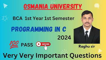 BCA 1ST SEMESTER PROGRAMMING IN C  IMPORTANT QUESTIONS || 2024 || OU
