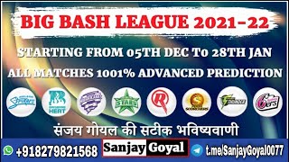 Bbl 2021  Bbl 202122 Match Prediction  Big Bash League 2021 Advance  Big Bash League 202122