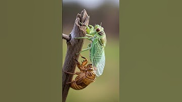 Amazing - Close-up of the fascinating and thrilling molting process of a cicada #cicada #molting