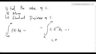 Given A continuous random variable of a p.d.f . Determine the constant, mean and standard deviation.