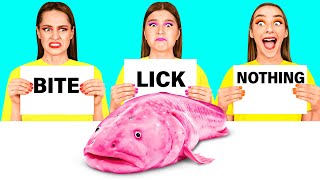 Bite Lick Or Nothing Challenge  Creative Food Hacks By Darada Challenge