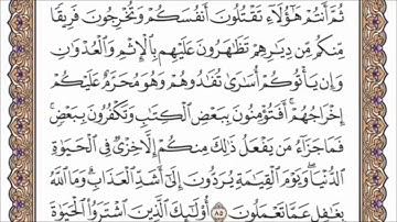 صفحة 13 من القرآن الكريم (وإذ أخذنا ميثاقكم لا تسفكون دماءكم ولا تخرجون أنفسكم من دياركم...)