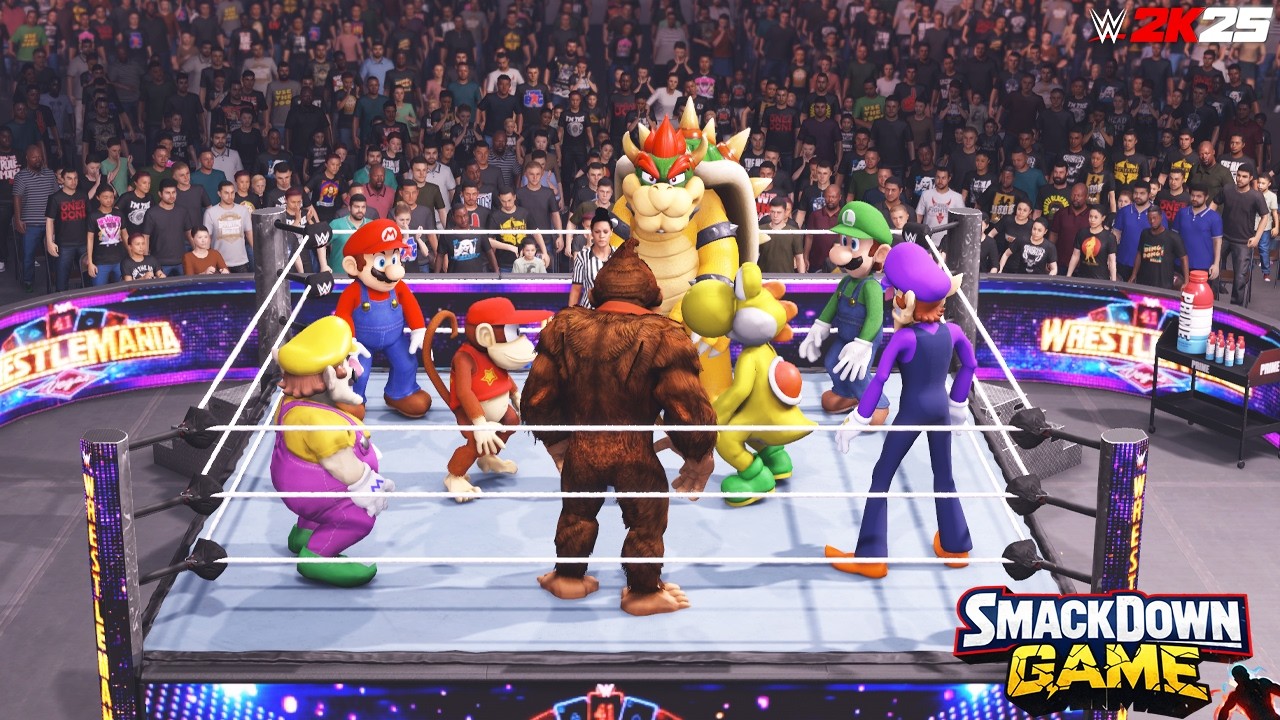 Super Mario Universe COLLIDES Inside WWE ! INSANE WWE 2K25 Nintendo Match