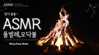 4k Campfire Crackling Fire & Sleep and Relaxation Nature Sounds, Crickets Autumn Night Ambience