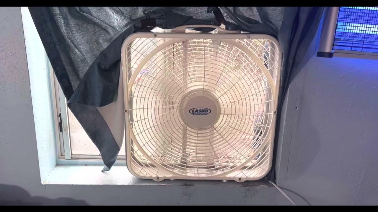 Lasko Weather Shield Box fan in window YouTube