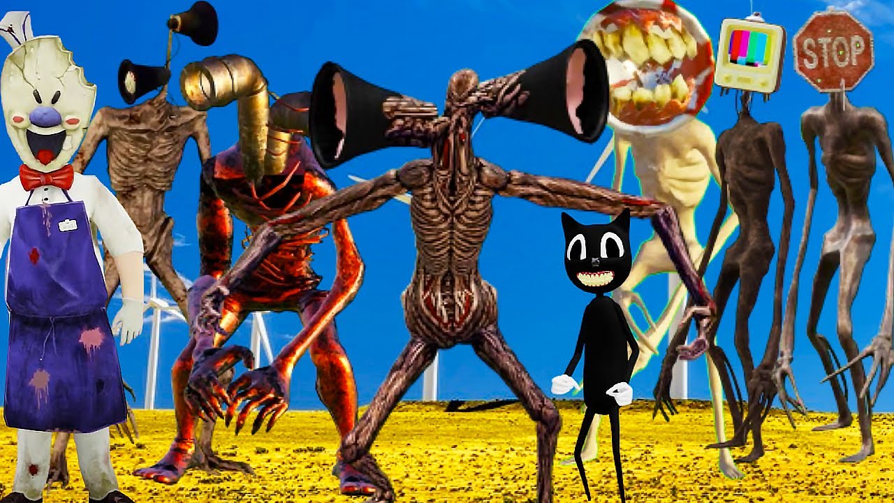 Team Siren Head Ice Cream Man Cartoon Cat TV Head vs ALL SCP Trevor ...