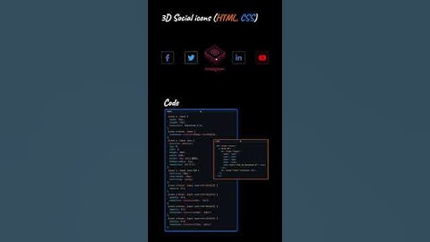 3D Social icons (HTML, CSS). #coding #frontendcourse #webdesign #html #webdevelopment.