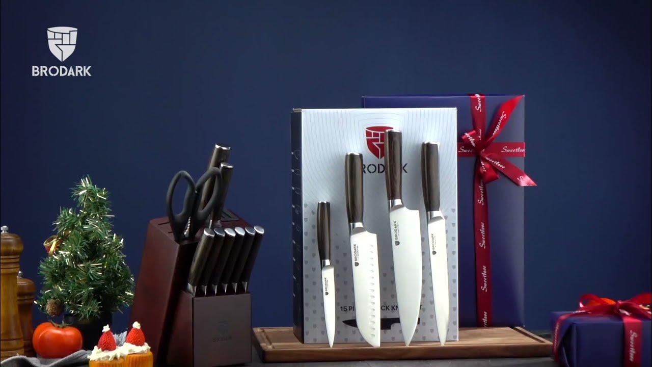 BRODARK Kitchen Knife Set with Block, Stainless Steel Professional Chef Knife Set YouTube