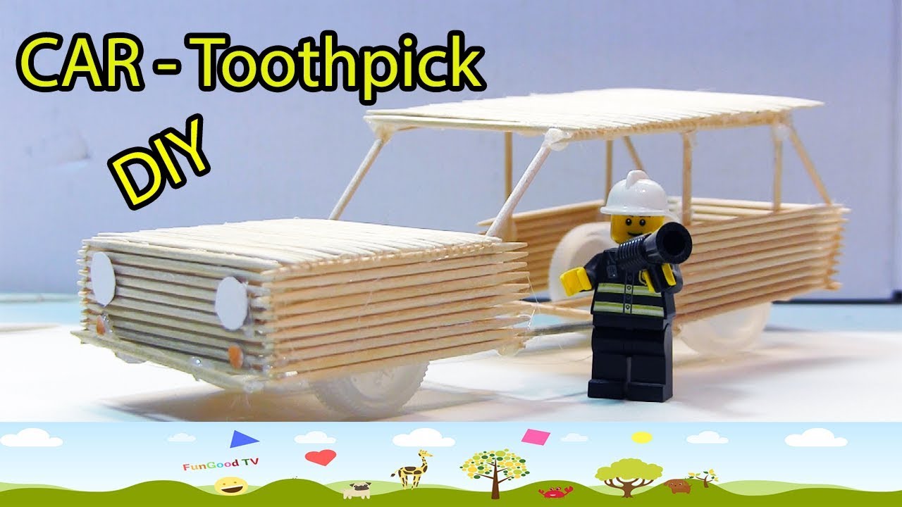 How to do a car (coche) made with toothpick and bottle cap by fungood ...