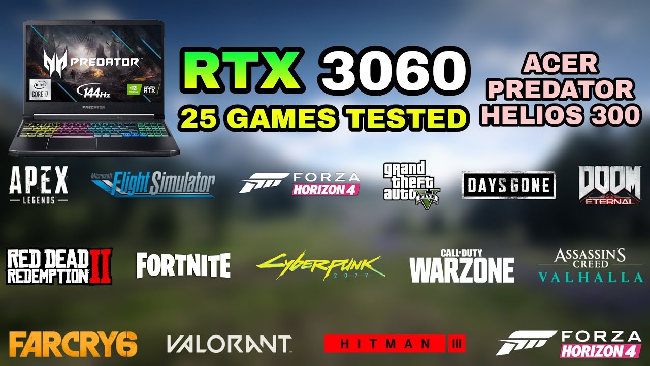 RTX 3060 Laptop + i7 10th Gen 10870H | Test in 25 Games in 2021 - Acer Predator Helios 300