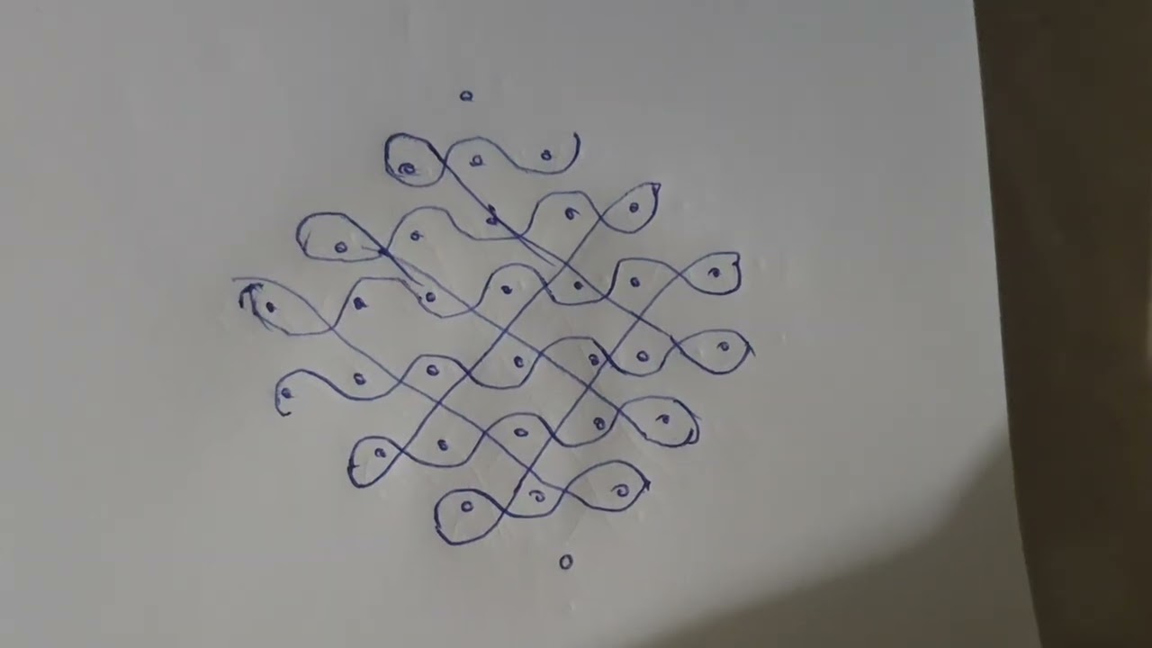 Simple 7×1 Dot Kolam Design | Easy Line Kolam
