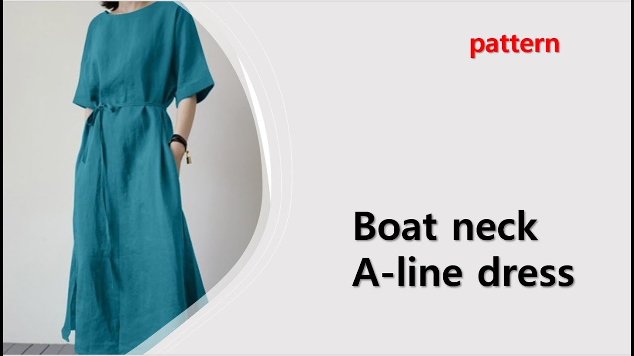 230905402-1)Boat neck A-line dress/cutting, A -  /