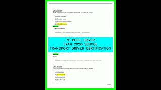 7D PUPIL DRIVER EXAM 2026 SCHOOL TRANSPORT DRIVER CERTIFICATION VIDEO 2026 PRACTICE TEST GUIDE EXA