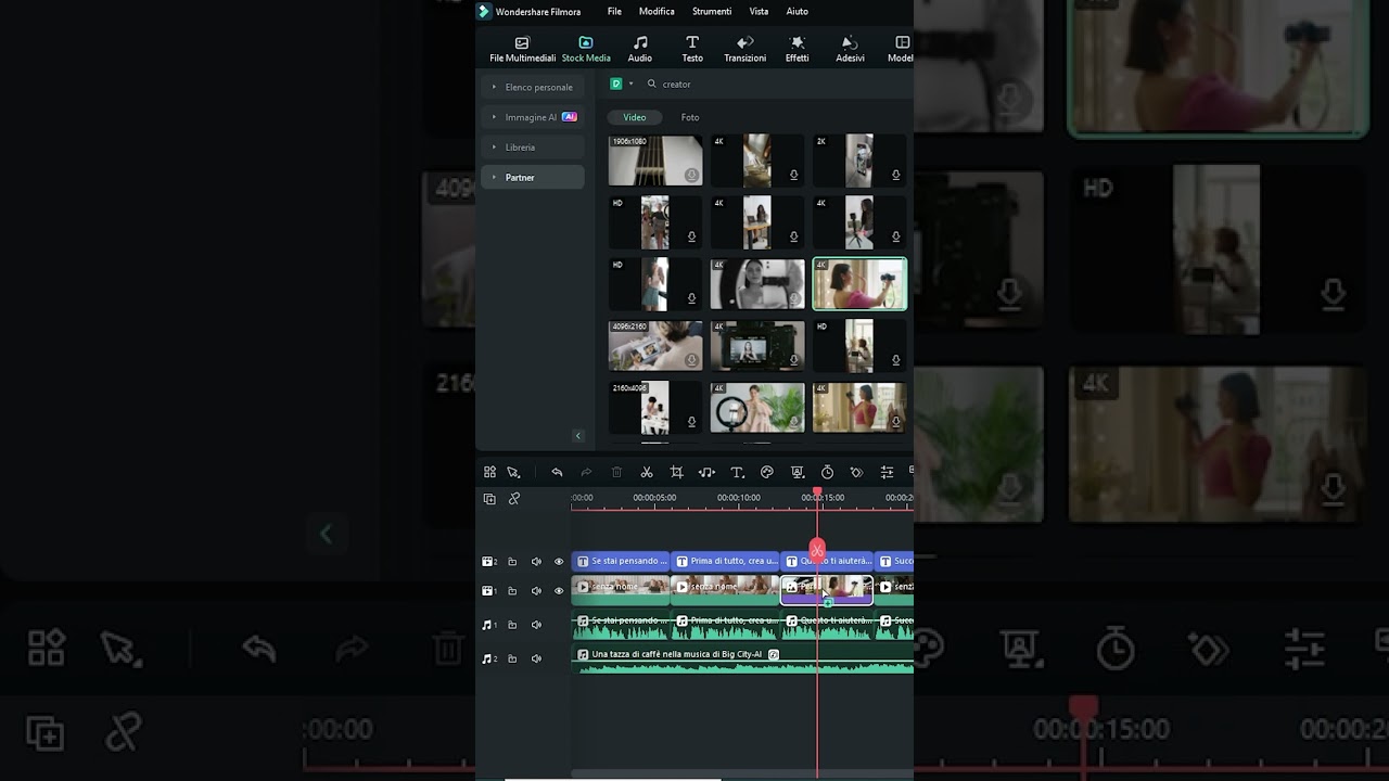 Sostituire clip video in un montaggio 