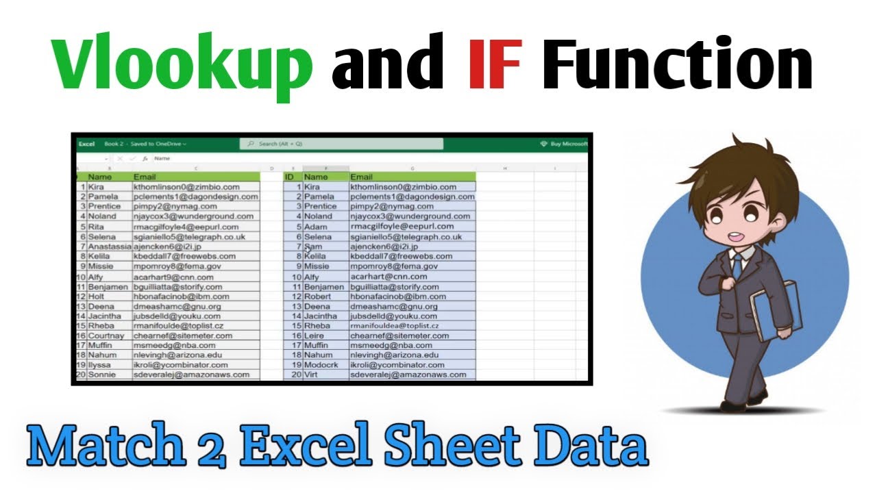 Match 2 excel sheet data vlookup if function try something new