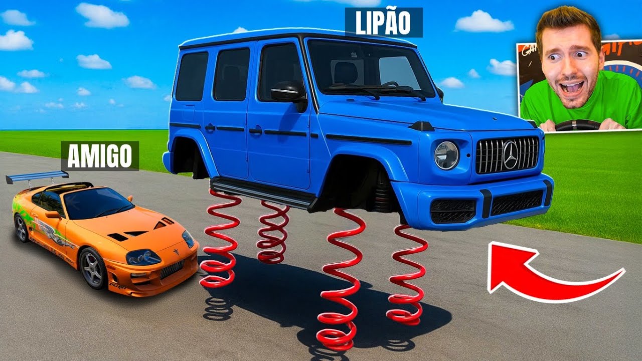 TROLLEI meu amigo com CARRO DE MOLAS no BeamNG Drive Multiplayer!