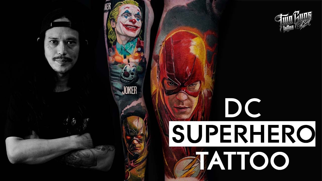 Realistic Portrait Superhero Tattoo DC Theme Full Leg Sleeve YouTube Maxresdefault