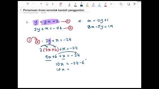 TINGKATAN 1 : PERSAMAAN LINEAR SERENTAK KAEDAH PENGGANTIAN