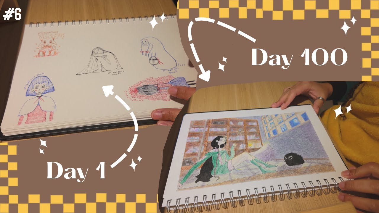 Drawing everyday for a 100 days ✒️💫sketchbook tour & what I've learned | A Shadow's diary #6