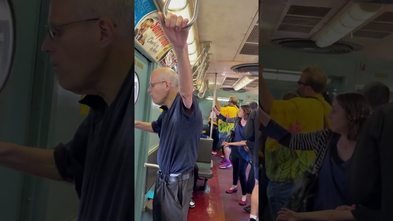 Taking an old train ride number 8013 to Brighton Beach on a New York City silver R11 subway train.