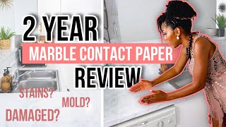 2 YEAR PEEL AND STICK Marble Countertop Contact Paper REVIEW & Update Tour