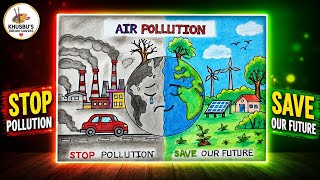 Air Pollution Drawing Easy | Save Environment Poster Drawing