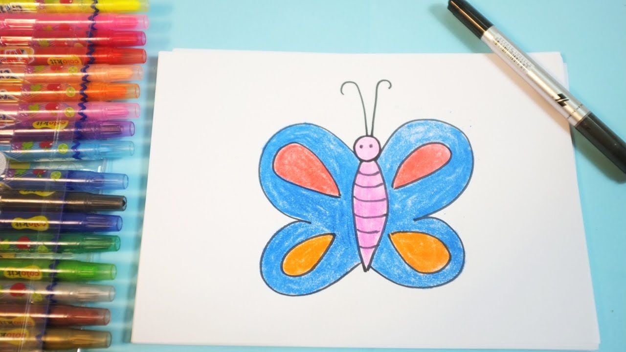 Cách vẽ con bướm đơn giản cho trẻ mầm non/ How to draw a butterfly ...