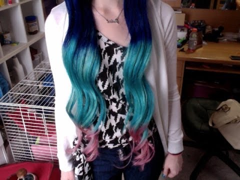 Blue To Pink Ombre Hair W Extensions Youtube