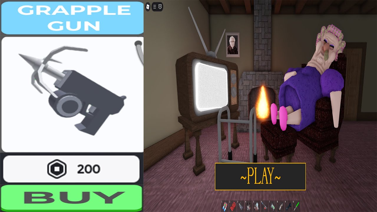 GRUMPY GRAN! (SCARY OBBY) GRAPPLE GUN New Item Unlocked with 200 Robux - All Jumpscare Full Gameplay