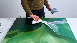 Green & Purple = !! Easy Abstract Acrylic Painting  Harmonious Journey