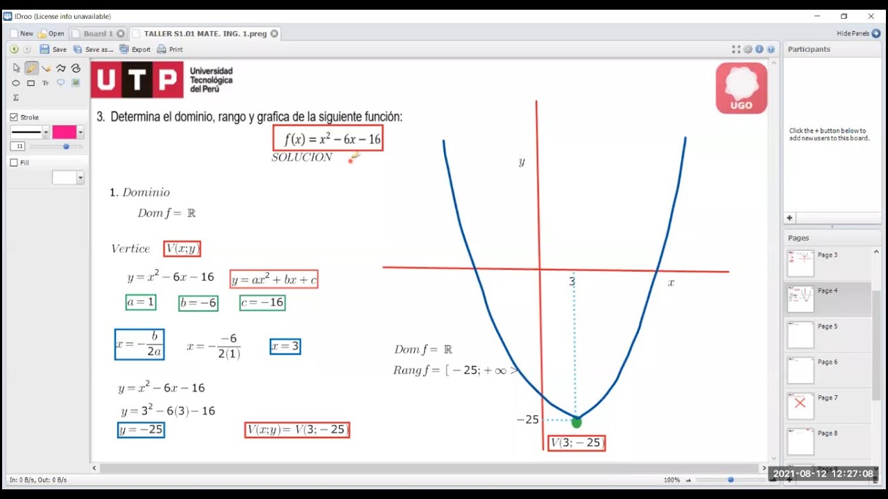 Taller de MATE 1 UTP - Funciones: Dominio y Rango! 📊📐